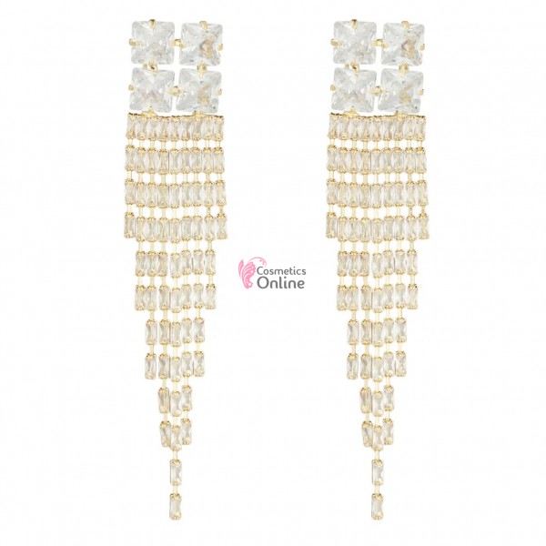 Cercei pentru dama moderni EARR02BB Aurii cu cristale din zircon